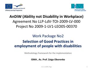 W ork P ackage No2 S election of G ood P ractices in employment of people with disabilities