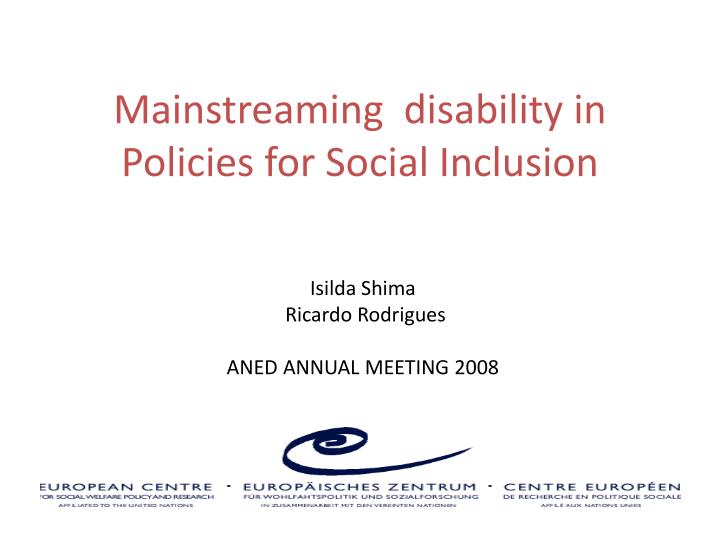 mainstreaming disability in policies for social inclusion