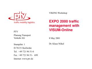 EXPO 2000 traffic management with VISUM-Online