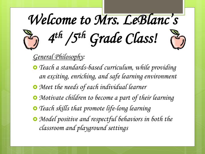 welcome to mrs leblanc s 4 th 5 th grade class