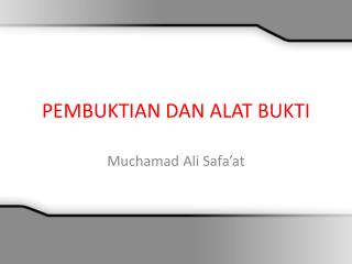 pembuktian dan alat bukti