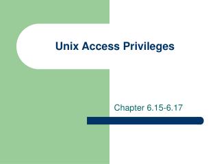 Unix Access Privileges