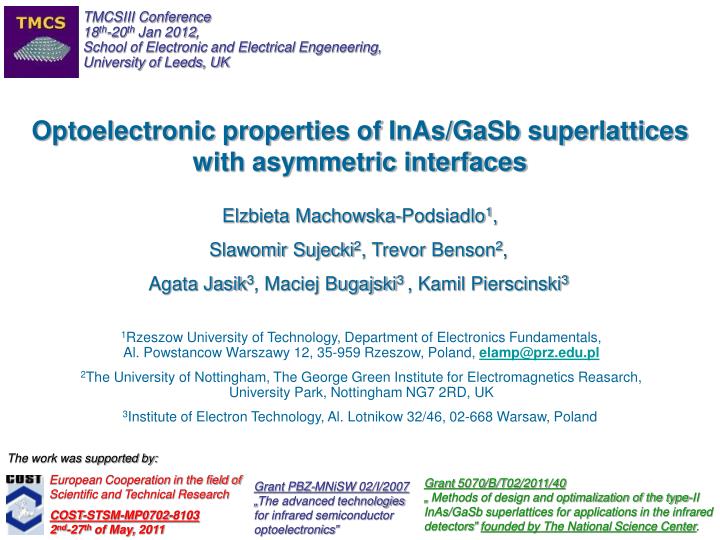optoelectronic properties of inas gasb superlattices with asymmetric interfaces
