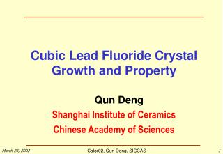 Cubic Lead Fluoride Crystal Growth and Property