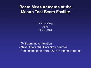 Beam Measurements at the Meson Test Beam Facility