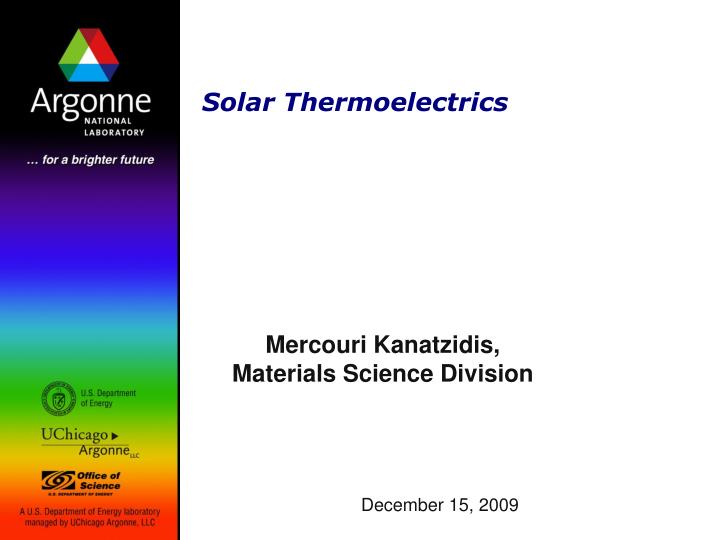 solar thermoelectrics