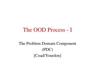 The OOD Process - I