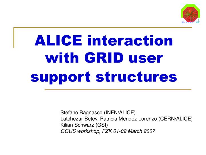 alice interaction with grid user support structures