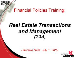 Real Estate Transactions and Management Policy (2.3.4)