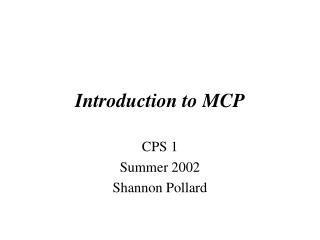 Introduction to MCP
