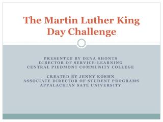 The Martin Luther King Day Challenge