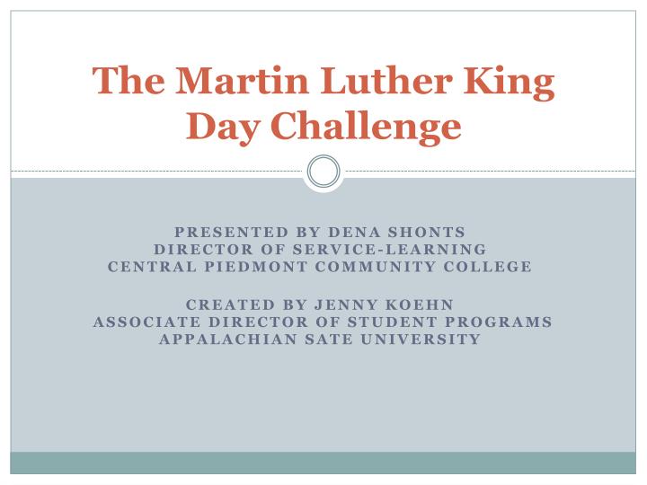 the martin luther king day challenge