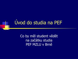 vod do studia na pef