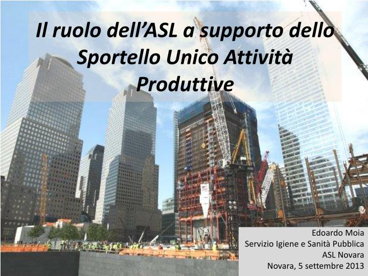 il ruolo dell asl a supporto dello sportello unico attivit produttive