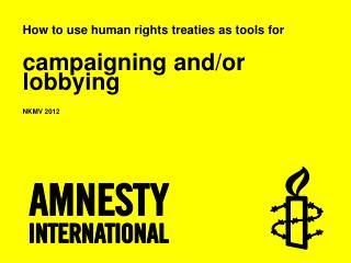 How to use human rights treaties as tools for campaigning and/or lobbying NKMV 2012