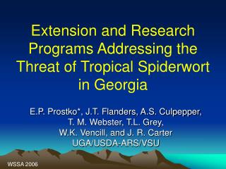 Extension and Research Programs Addressing the Threat of Tropical Spiderwort in Georgia
