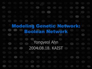 Modeling Genetic Network: Boolean Network