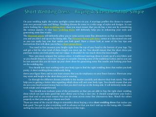 Short Wedding Dress – Buying A Nice One Made Simple