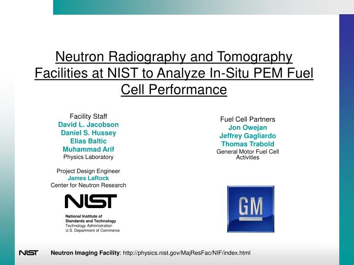 neutron radiography and tomography facilities at nist to analyze in situ pem fuel cell performance