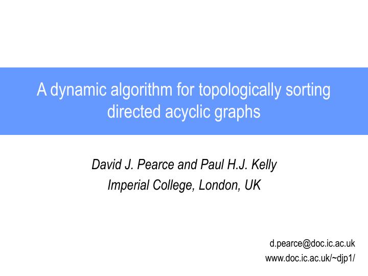 a dynamic algorithm for topologically sorting directed acyclic graphs