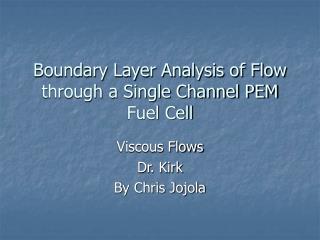 Boundary Layer Analysis of Flow through a Single Channel PEM Fuel Cell