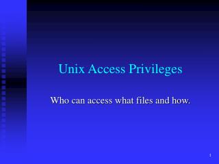 Unix Access Privileges