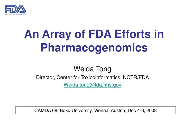 an array of fda efforts in pharmacogenomics