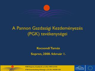 A Pannon Gazdasági Kezdeményezés (PGK) tevékenységei
