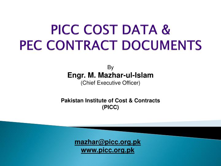 picc cost data pec contract documents