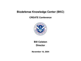 Biodefense Knowledge Center (BKC) CREATE Conference
