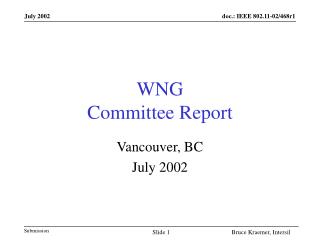 WNG Committee Report