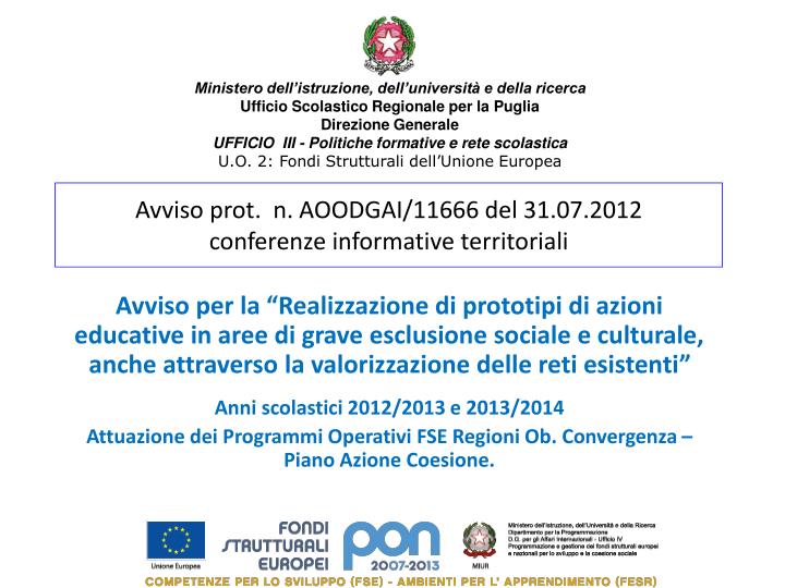 avviso prot n aoodgai 11666 del 31 07 2012 conferenze informative territoriali