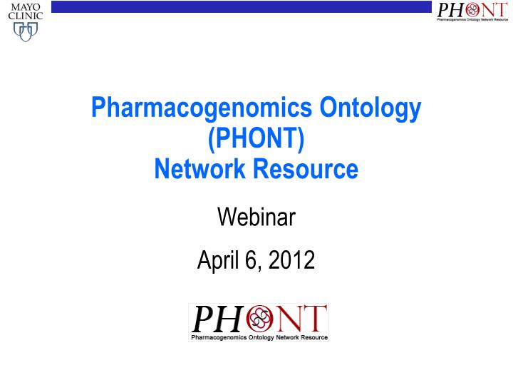 pharmacogenomics ontology phont network resource