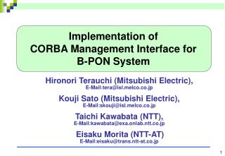Implementation of CORBA Management Interface for B-PON System