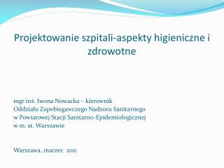 projektowanie szpitali aspekty higieniczne i zdrowotne