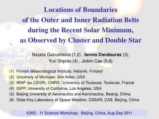 ILWS - 11 Science Workshop, Beijing, China, Aug-Sep 2011