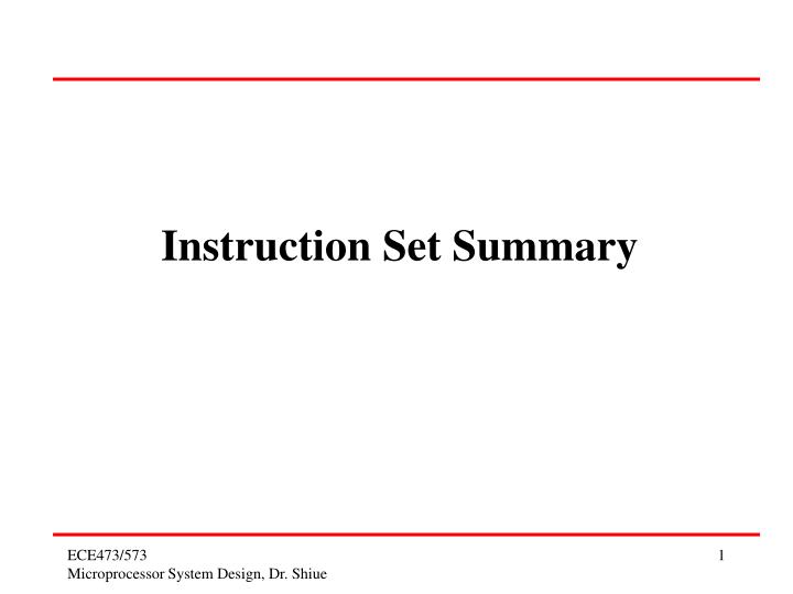 instruction set summary