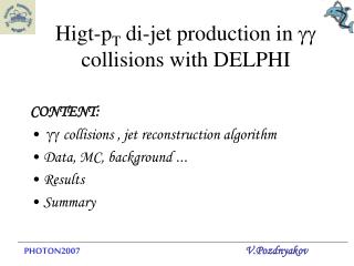 Higt-p T di-jet production in gg collisions with DELPHI