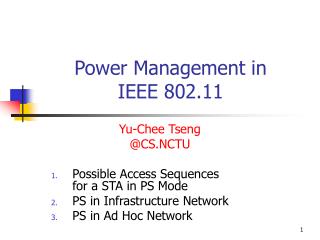 Power Management in IEEE 802.11