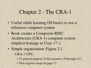 Chapter 2 - The CRA-1