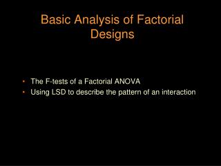 Basic Analysis of Factorial Designs