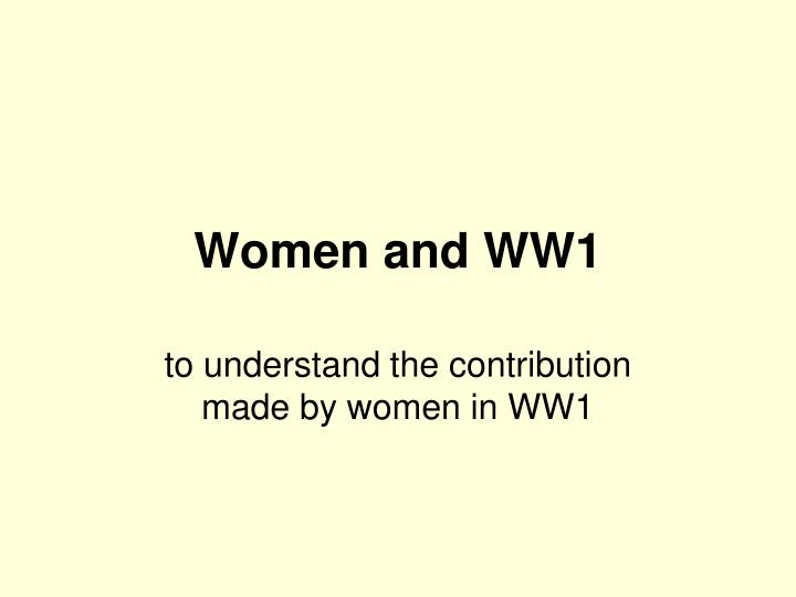 women and ww1