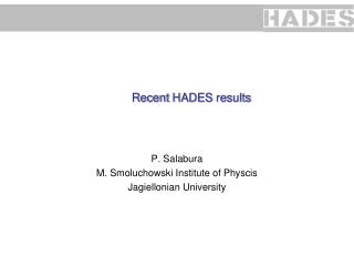 Recent HADES results