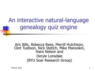 An interactive natural-language genealogy quiz engine