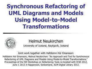 Synchronous Refactoring of UML Diagrams and Models Using Model-to-Model Transformations
