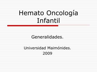 hemato oncolog a infantil