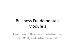 Business Fundamentals Module 1