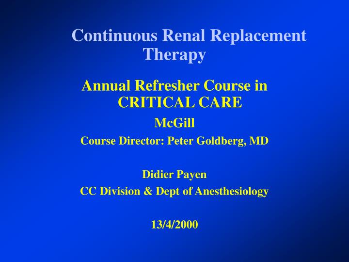 continuous renal replacement therapy