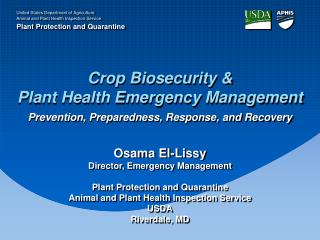 Crop Biosecurity &amp; Plant Health Emergency Management
