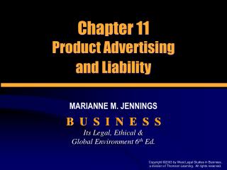 Chapter 11 Product Advertising and Liability
